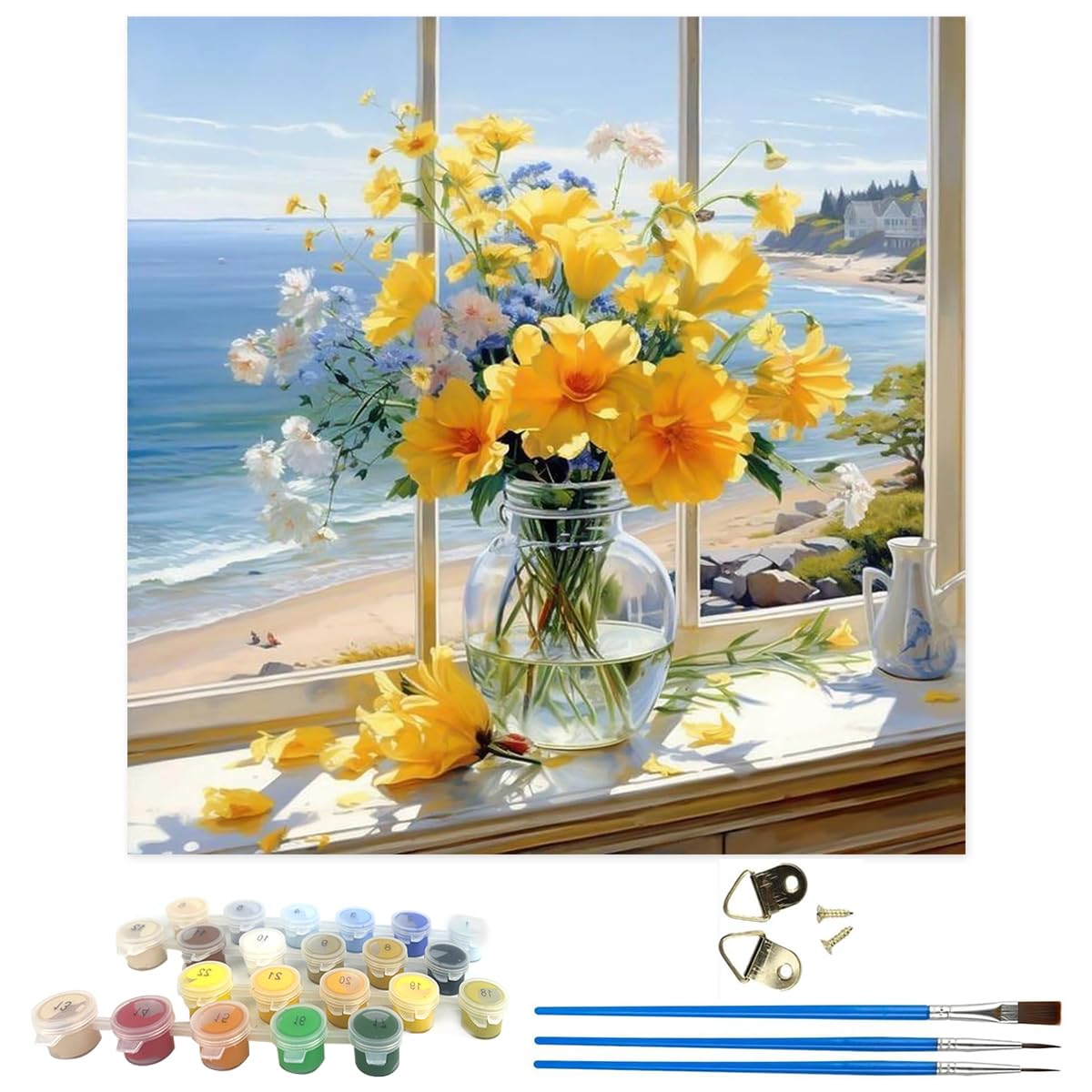 HASTHIP Paint by Numbers Kit for Adults with Acrylic Pigments and Tools | 16x20 in Canvas