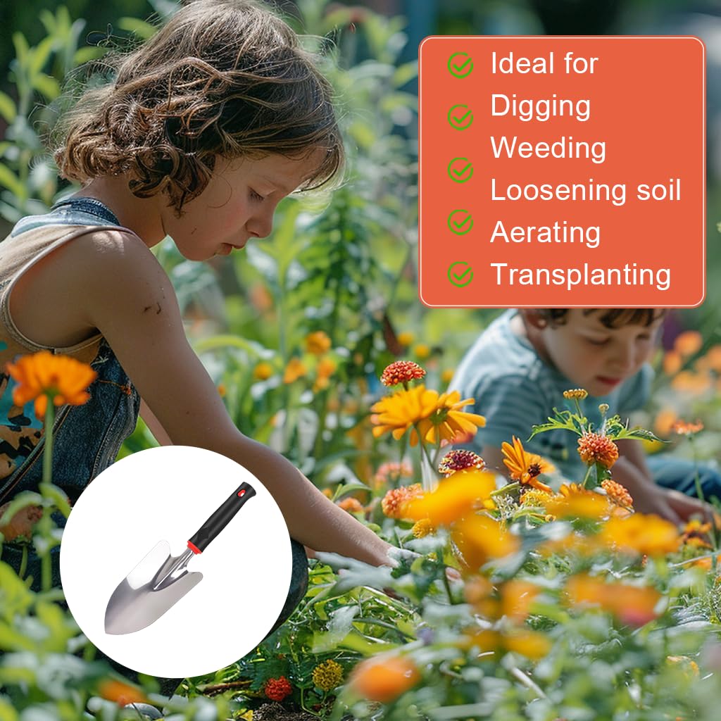 HASTHIP Garden Hand Shovel for Digging and Planting with Anti-Slip Ergonomic Handle | 12 in Rust-Resistant Stainless Steel Tool