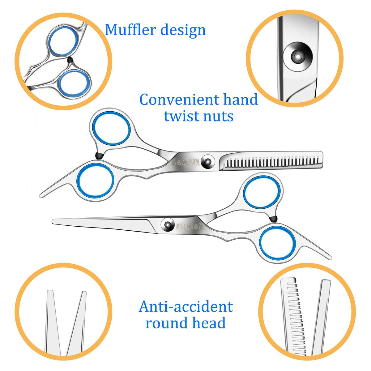 MAYCREATE® Hair Cutting Tools Scissors for Hair Cutting Professional Salon Barber Scissors with Double Thinning Scissor Stainless Steel Home Hair Cutting & Styling Scissor Tools