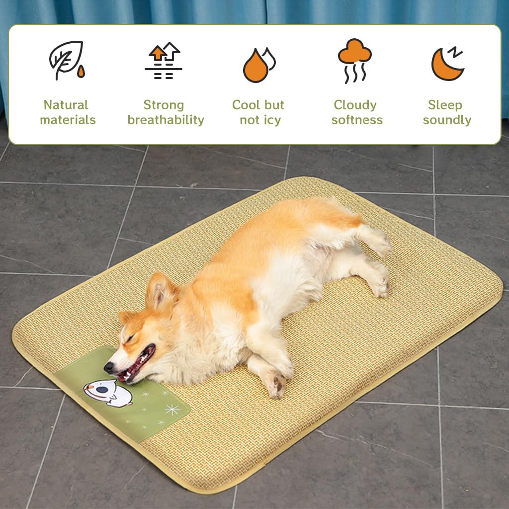 HASTHIP® Sleeping Pad for Pets, Rattan Cat Bed Mats with Anti-Slip & Waterproof Bottom, Pet Pad Sleeping Easy to Clean Ideal for Dogs & Cats - 75x100CM