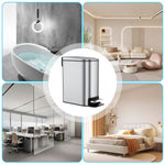 HASTHIP Slim Bathroom Trash Can for Small Spaces with Soft Close Pedal Lid 6 L Stainless Steel Bin