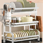 HASTHIP Dish Drying Rack for Kitchen Organization with 3 Layers 43x25x60cm Stainless Steel | Removable Water Catch Tray