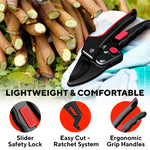 HASTHIP Gardening Scissor for Lawn and Potted Plants with Ratchet Mechanism and SK5 Blade | Ergonomic Handle 3/4 in Branch Cutter