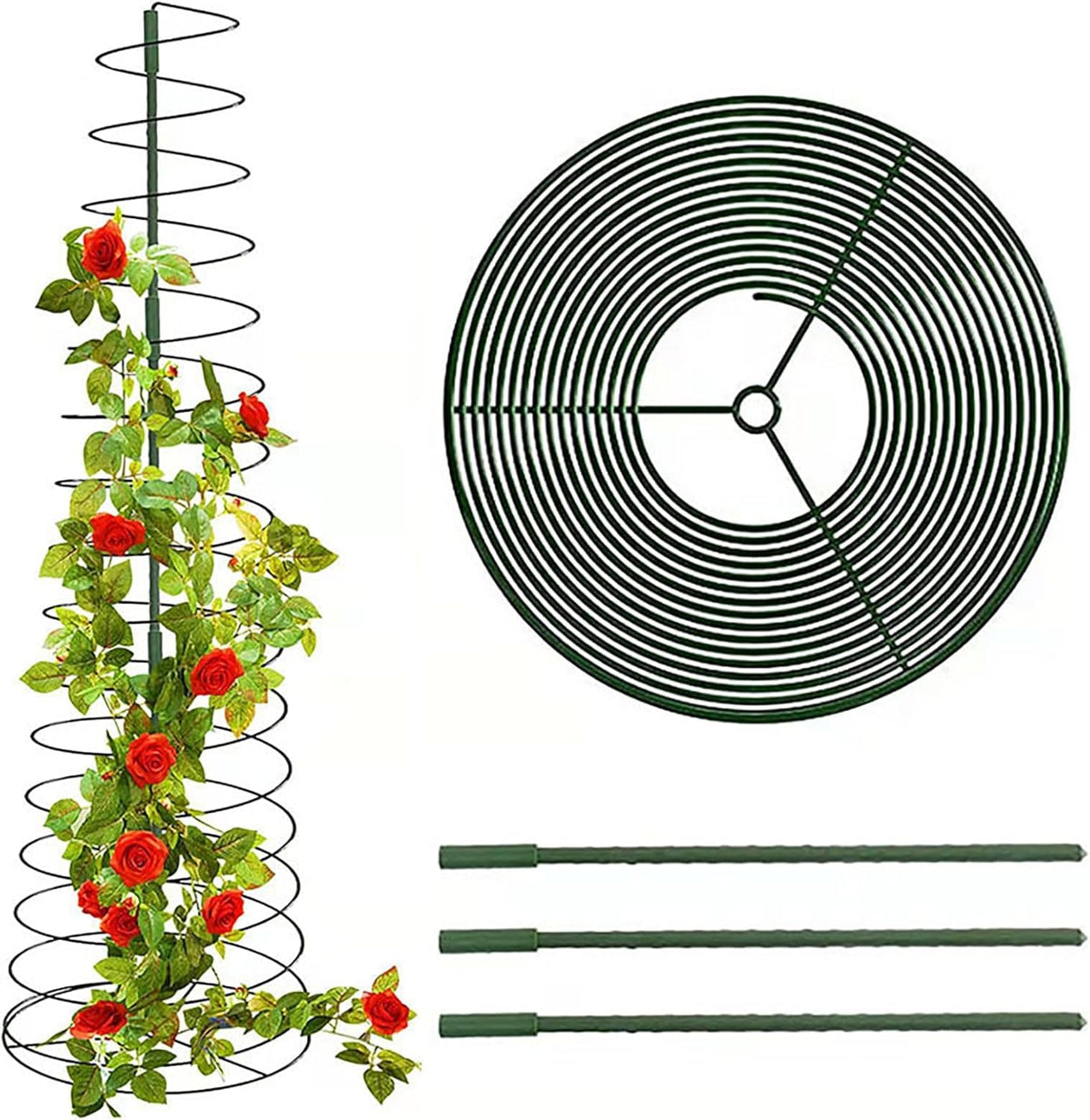 HASTHIP® 2 Sets Plants Trellis Iron Adjustable 53.6 Inches Spiral Up Climbing Trellis DIY Assembly Plant Climb Up Trellis Garden Climbing Plants Trellis for Beans, Vine, Flower Pot