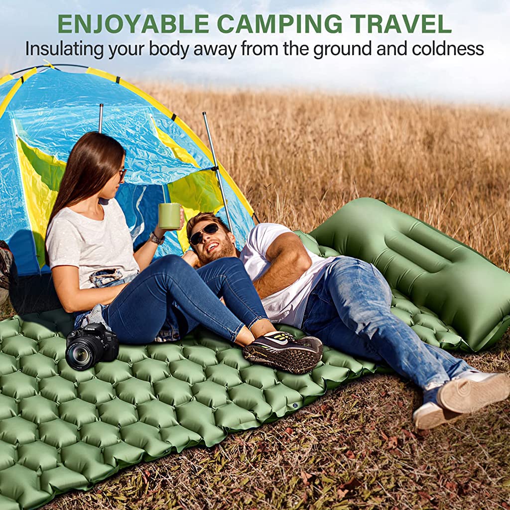 camp bed air HASTHIP Air Mattress with Pillow and Built-in Foot Pump– Hasthip