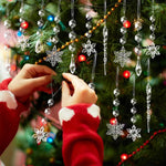 HASTHIP Christmas Tree Hanging Ornaments for Festive Decor featuring 18pcs Crystal Acrylic Snowflake and Icicle Designs