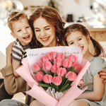 HASTHIP DIY Flower Making Kit for Crafting 15 Tulip Bouquet with Plush Wrapped Wire | Pink Silk Petals for Handmade Gift