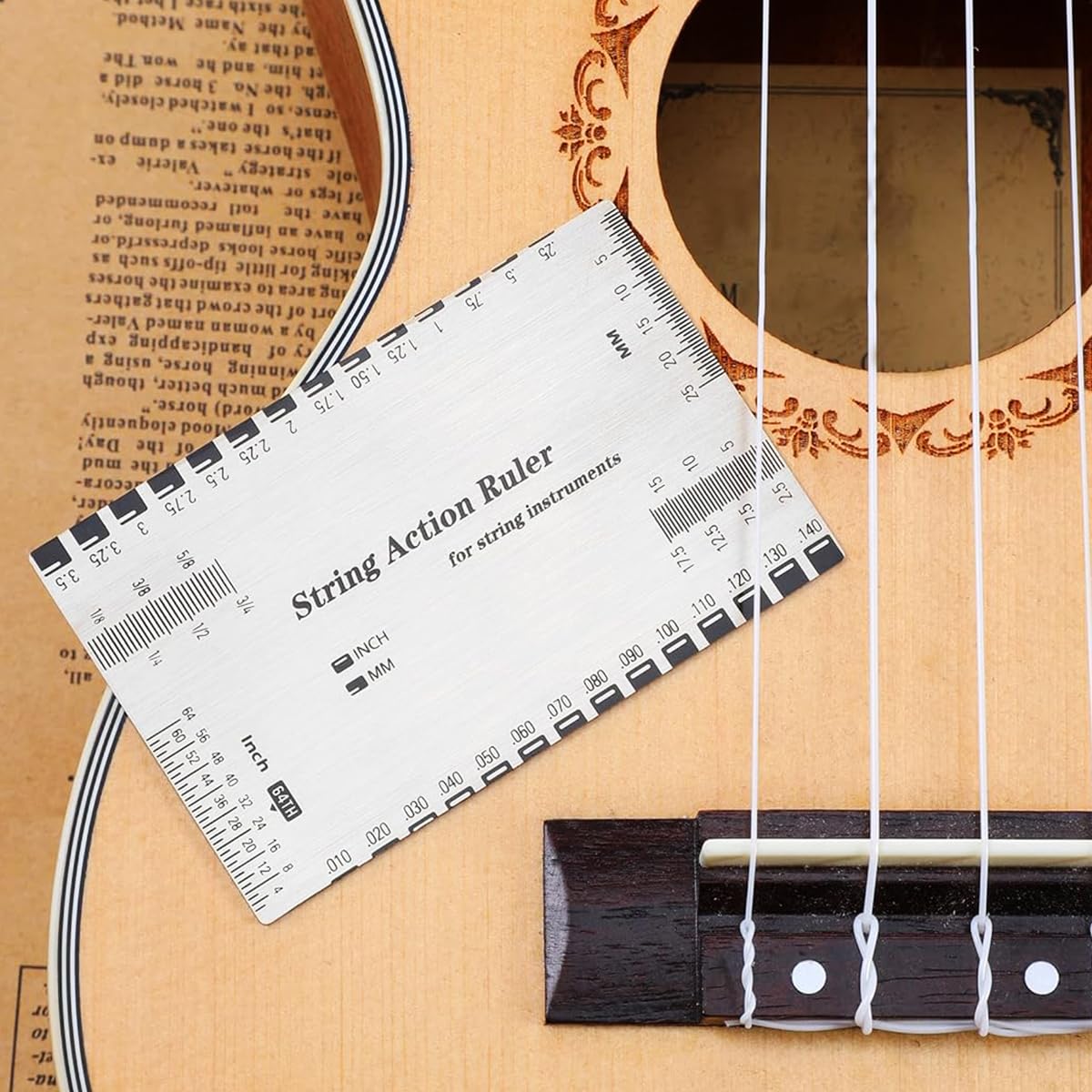HASTHIP String Action Ruler for Guitar Setup with Etched Precision Scale | 2PCS Stainless Steel Gauge