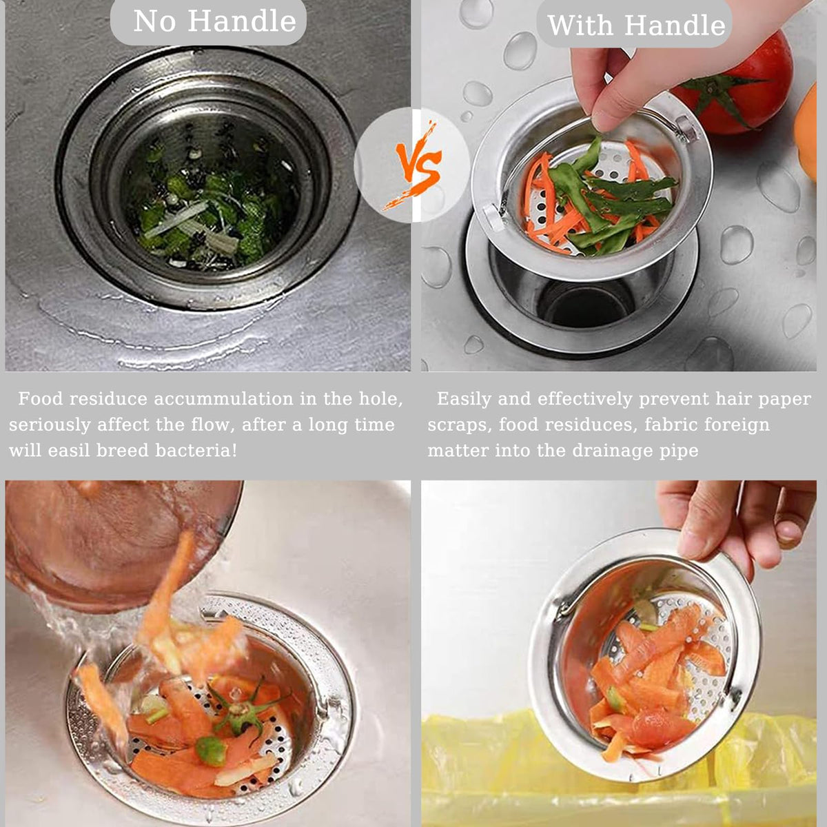 HASTHIP Sink Strainer for Bathroom and Kitchen featuring Anti-Clog Mesh 4.33 in | 2 Pack Stainless Steel