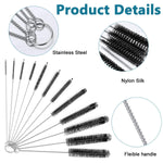 HASTHIP Straw Cleaner Brushes for Bottles and Sippy Cups with Fine Tip | 12pcs 8 in Stainless Steel and Nylon Set