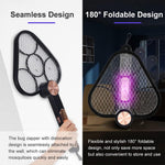 HASTHIP Mosquito Swatter for Indoor and Outdoor Use with UV Trap Lamp and 1500mAh Battery | Folding Triangle Electric Grid Design