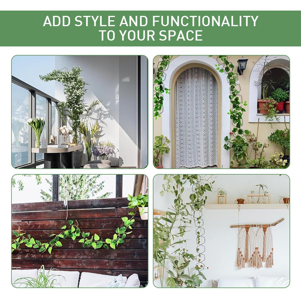 HASTHIP Garden Chain Trellis for Climbing Plants featuring 36PCS 228cm Hexagon Metal Design | Indoor Outdoor Vine Support