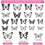 HASTHIP® 36Pcs 3D Butterfly Wall Stickers Decor Removable Butterfly Stickers PVC Black and White Butterfly Decals DIY Decorative Wall Art Crafts for Baby Room Home Decor Refrigerator Decoration