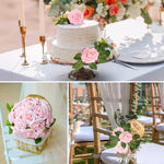 HASTHIP Artificial Roses Box Set for Wedding Bouquets and Home Décor | 25pcs Foam Pink Flowers with Stems