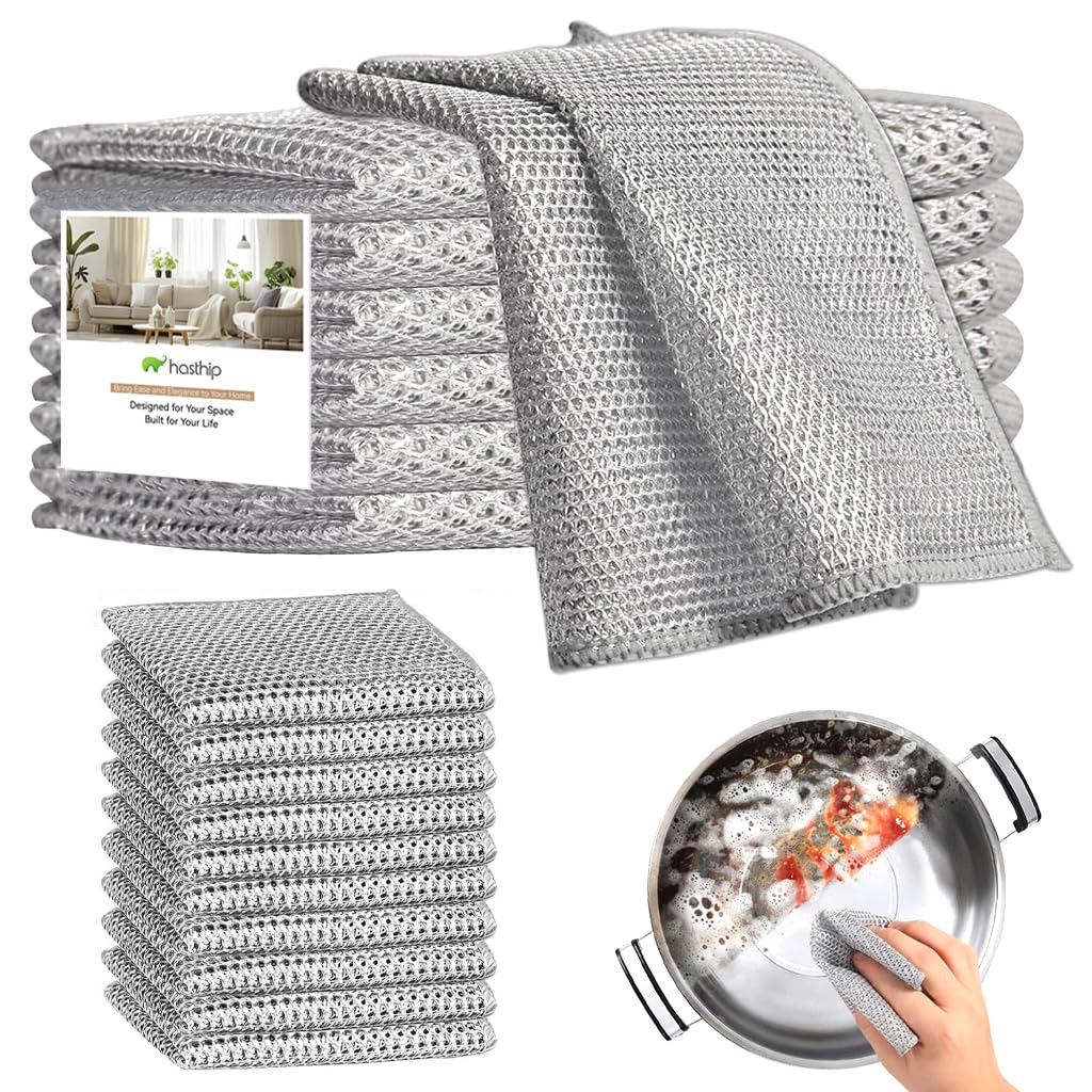 HASTHIP Wire Dish Cloth for Dishwashing 11.8 in Double Layer Metal Mesh | Pack of 20