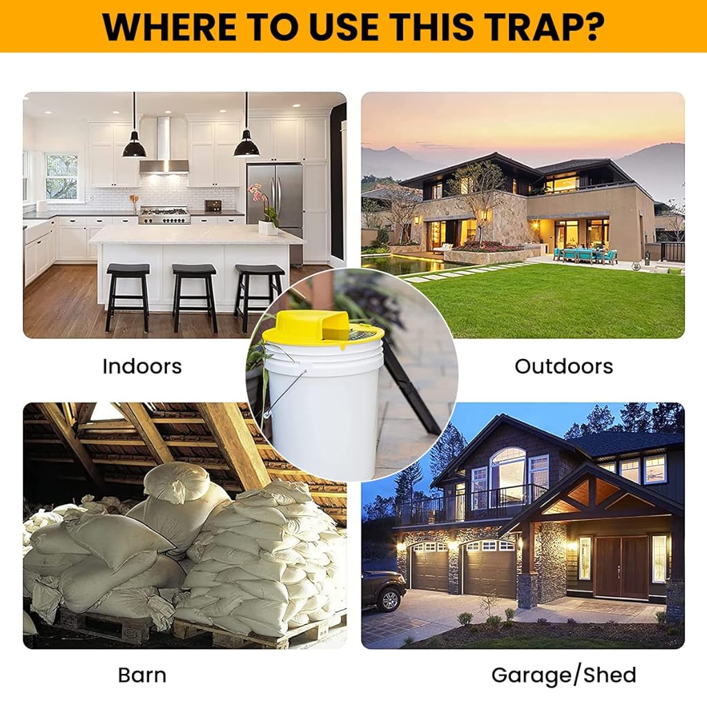 HASTHIP® Mouse Trap Bucket Rat Trap for Mice Rats Chipmunks Squirrels Hamsters Rodents Reusable Catcher Cage Repellent for Home Door Style Bucket Not Included 3PCS