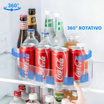 HASTHIP® Turntable Refrigerator Drink Organizer Rack,Beverage Holder for Cans & Bottles, Space-Saving Fridge Storage Shelf
