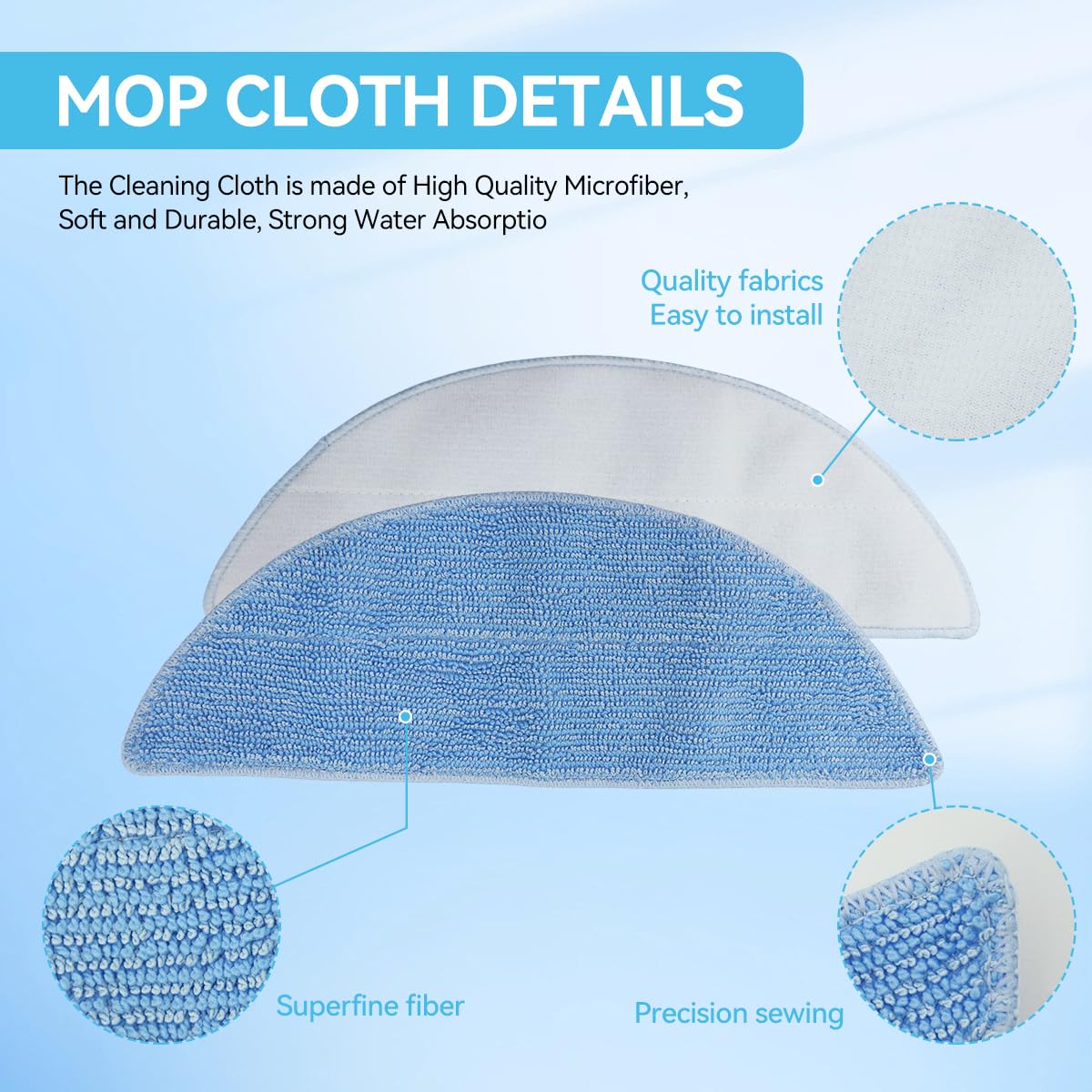 HASTHIP® Replacement Mop Pads for Ecovacs Deebot Y1 pro Vacuum Cleaner Microfiber Mop Pads Water Abserbent Scrubbing Pads Cleaning Pads Universal Replacement Mop Pads.