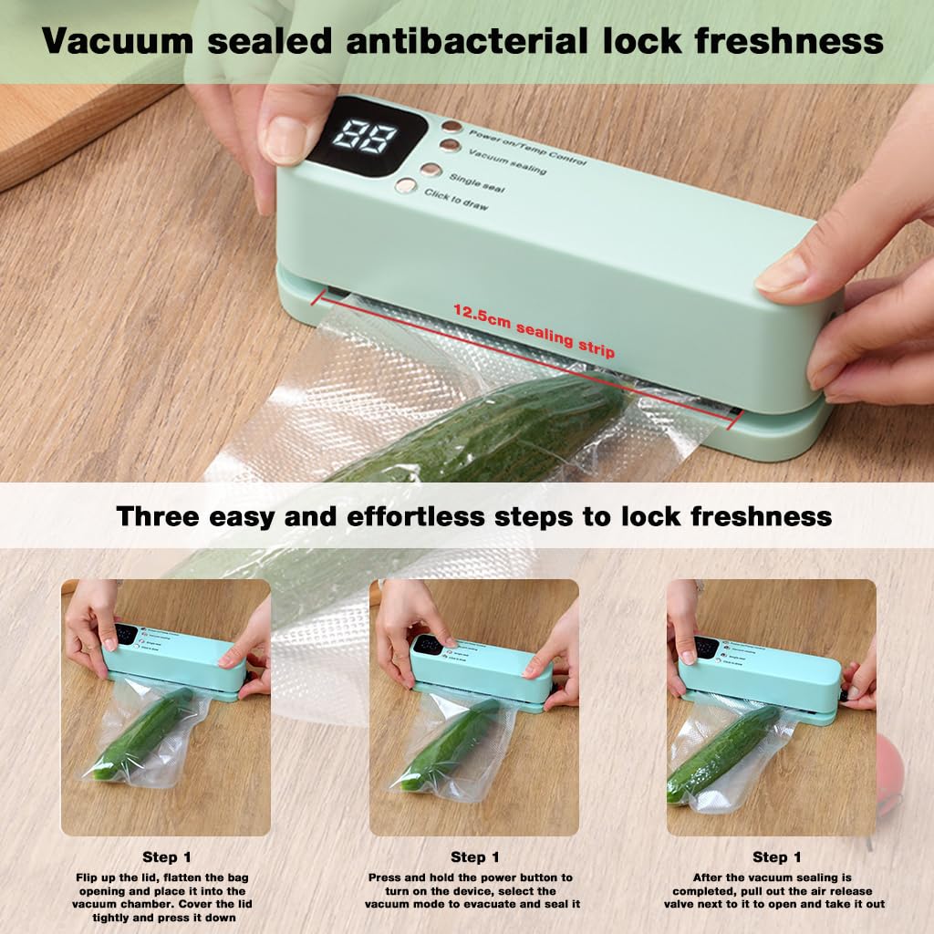 HASTHIP Vacuum Bag Sealer with Air Blower and USB Rechargeable Auto Sealing | 3 Attachments