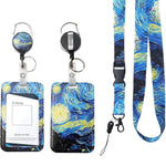 HASTHIP® Lanyard with ID Badge Holder Durable Retractable Reel Clip, Designed Lanyards for ID Badges Keys Waterproof Name Tag Card Vertical Protecter-Blue