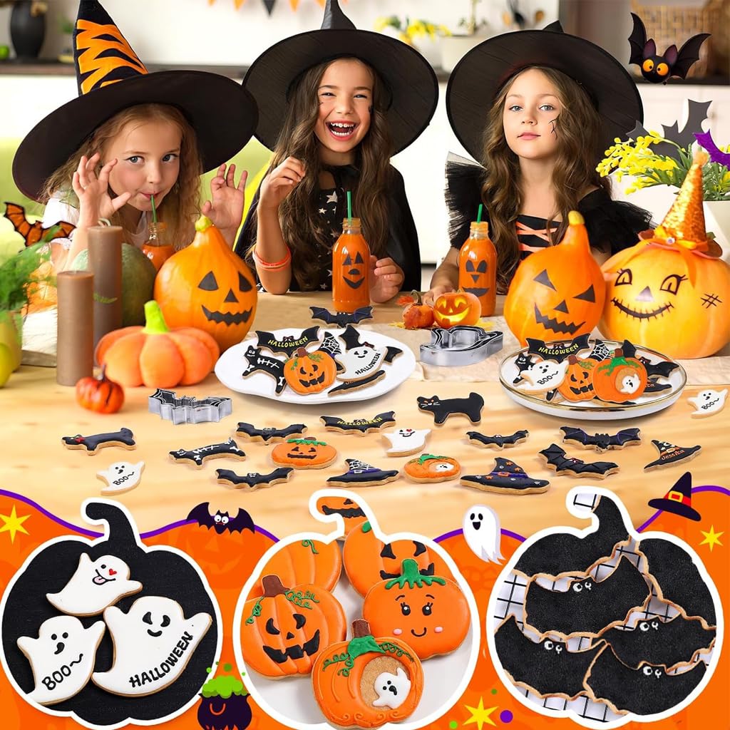 HASTHIP Halloween Cookie Cutters Set for Baking with 7pcs Stainless Steel Molds | Fun Shapes