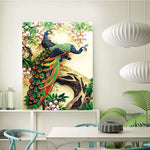 HASTHIP 5D Diamond Painting DIY Peacock for Home Décor with Cross Stitch Craft 32×45 Cm