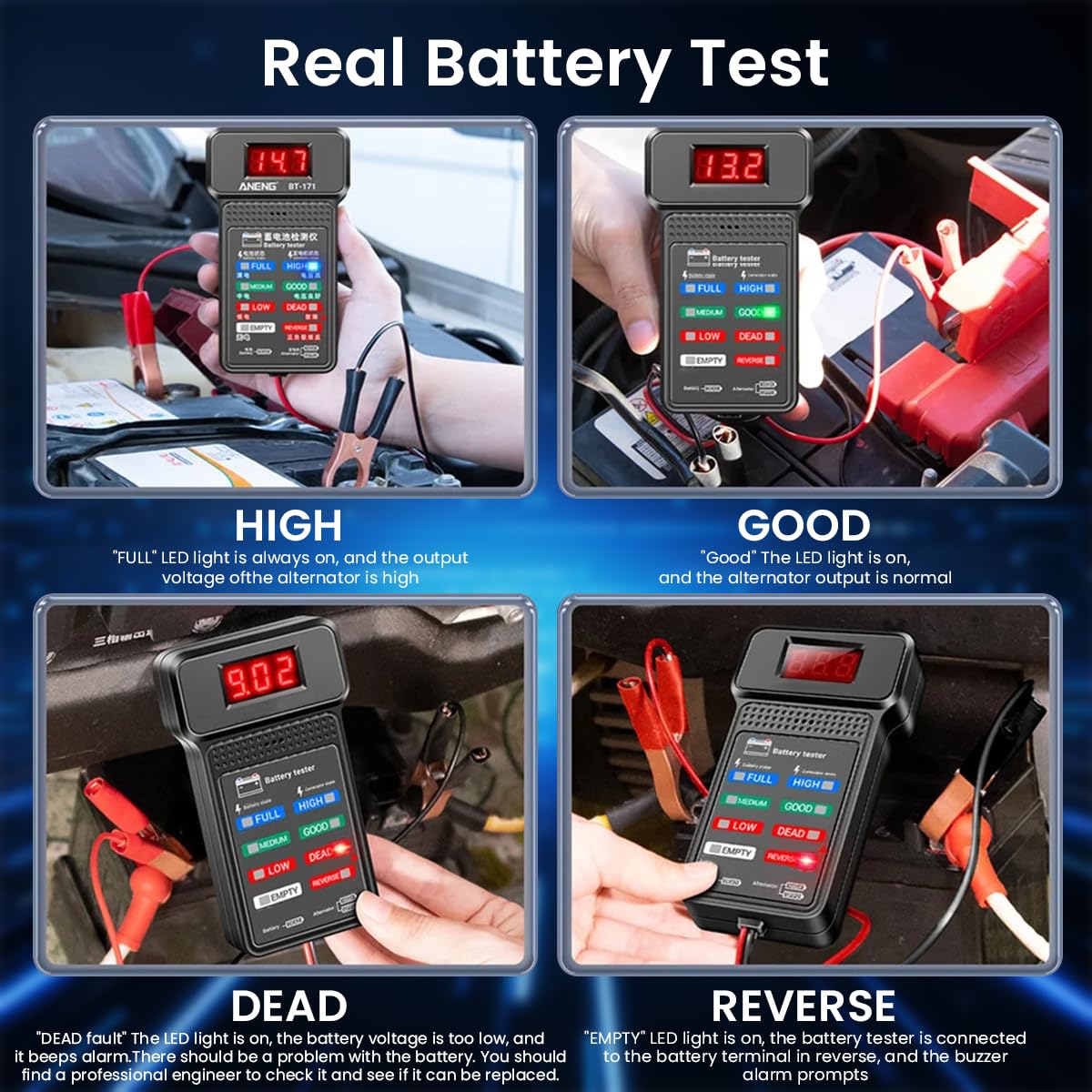 HASTHIP® 12V Car Battery Tester Generator Tester Automotive, Battery Monitor Analyzer Universal Vehicle Battery