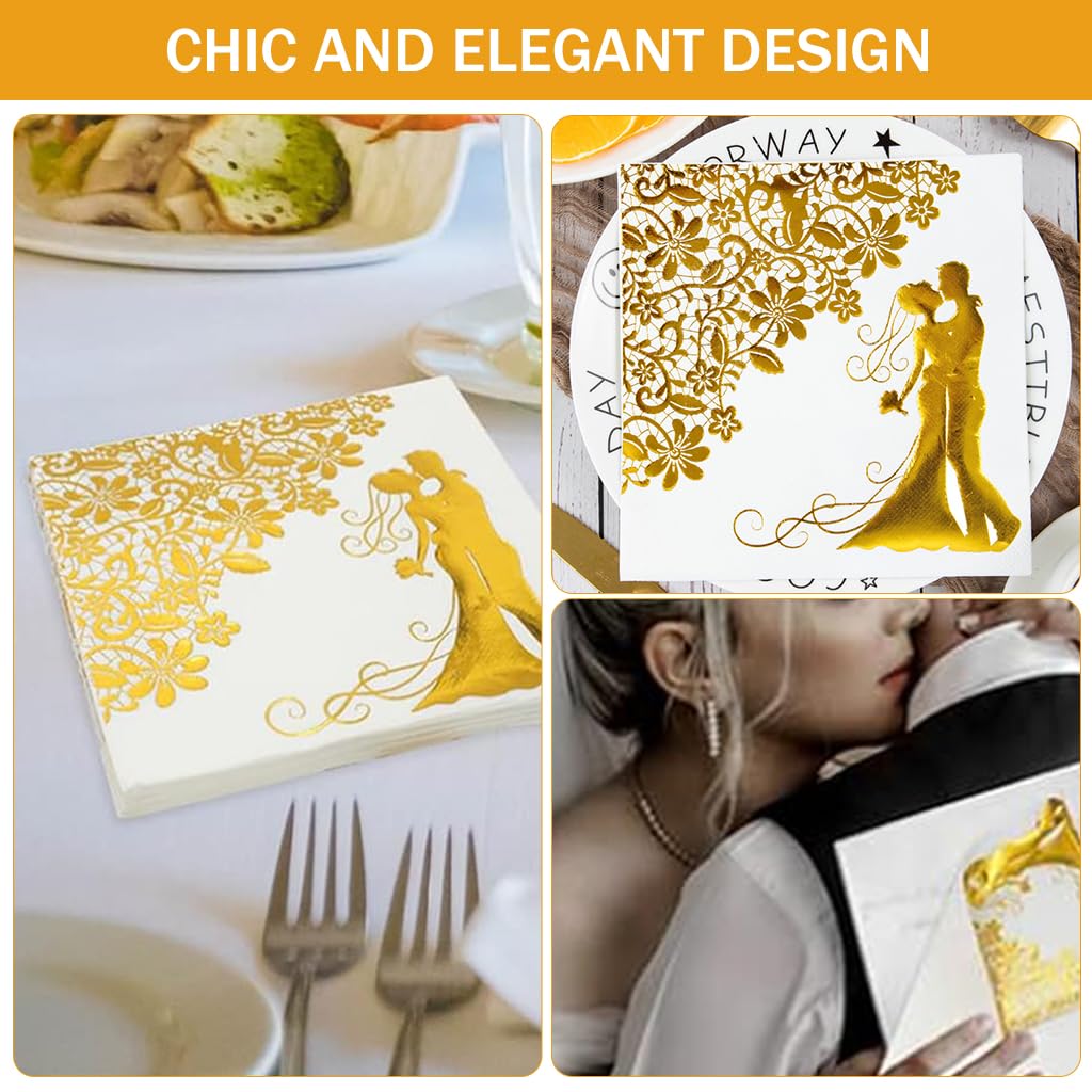 HASTHIP® 20Pcs Wedding Table Kitchen Napkins,Disposable Paper Napkins for Home & Wedding,12.9 inches Cocktail Easter Wood Pulp Tissues Bride