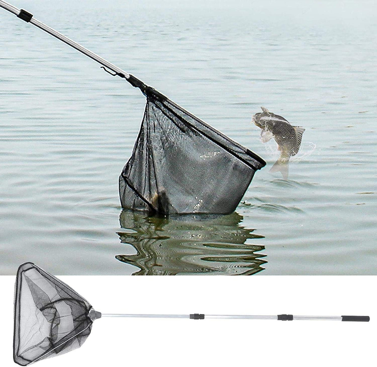 Proberos Foldable 66 inch Telescopic Portable Fishing Landing Net with Aluminum Alloy Handle Suitable for Fish Under Two Kilograms Fishing Net for Pond Fish Net with Fish Rod