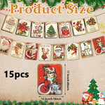 HASTHIP Christmas Wall Hanging Banner for Door and Room with 15pcs 5.5×7.68in Vintage Flags