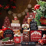 HASTHIP Christmas Decorations Set for Tiered Trays with 17 Wooden Pieces | DIY Holiday Decor