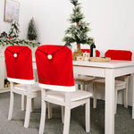 HASTHIP Christmas Chair Covers for Dining Room with 6PCS Set and Red Santa Hat Design