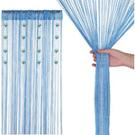 HASTHIP Thread Curtain for Doorway and Window Decor featuring 3.3ft x 6.6ft Blue Flower Strings | Polyester Partition Panel