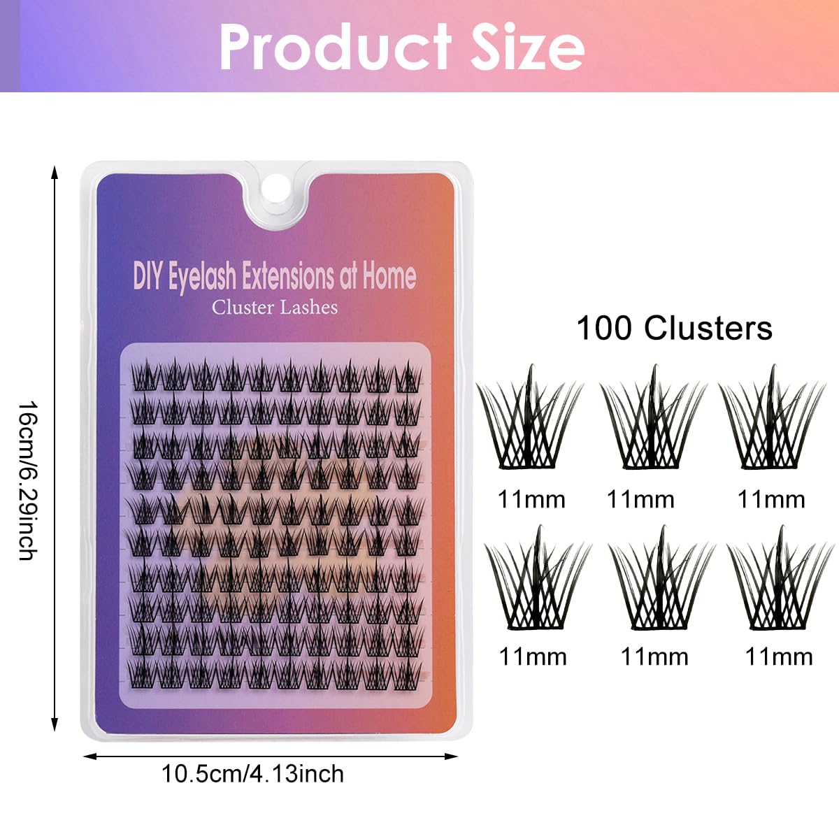 HASTHIP® 100PCS Lash Clusters Wispy Eyelash Clusters 11mm Cluster Eyelash Extensions Natural Volume Lash Extensions DIY Individual Lashes Cluster Extensions At Home