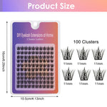 HASTHIP® 100PCS Lash Clusters Wispy Eyelash Clusters 11mm Cluster Eyelash Extensions Natural Volume Lash Extensions DIY Individual Lashes Cluster Extensions At Home