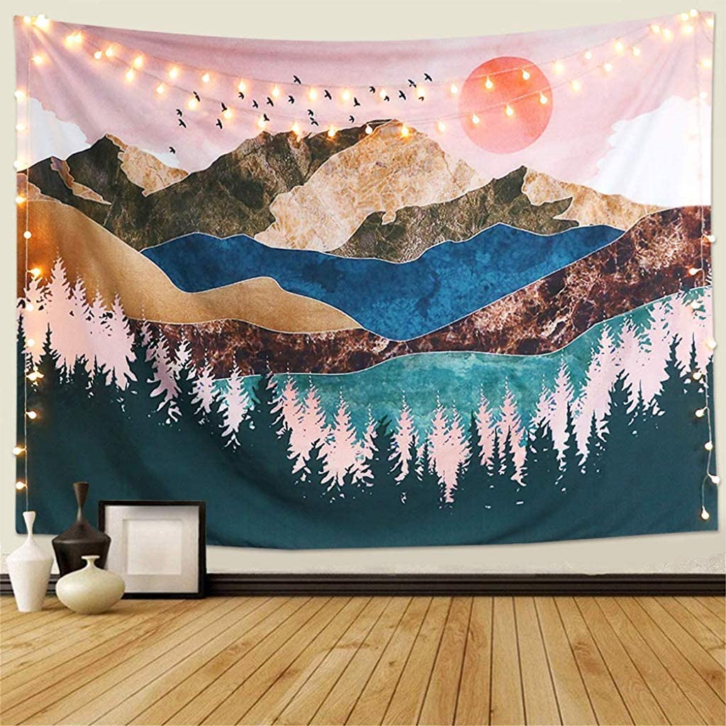 HASTHIP Nature Landscape Tapestry for Wall Hanging 130x150cm with Sunset Forest Design