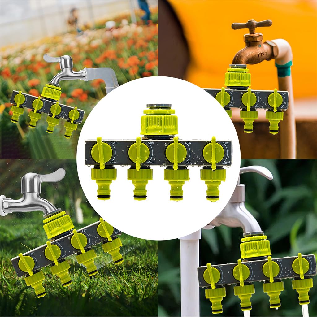 HASTHIP Universal Garden Hose Splitter for Irrigation and Lawn Watering with 4 Way Outlets | Quick Connect Plastic Faucet Adapter