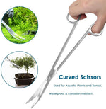 HASTHIP® Kit de Herramientas Aquascaping 7 en 1,Acero Inoxidable para Tanques de Peces,Pinzas Tijeras Espátula Cepillo Limpieza y Red para Plantas Acuáticas y Decoración Acuario