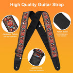 HASTHIP Guitar Strap with Double Sided Embroidered Pattern 34–41 Inches | for Acoustic and Electric Players