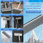 HASTHIP Window Cleaner Wiper for Home and Car with 43 in Long Handle | 2 in 1 Microfiber Mop and Water Squeegee