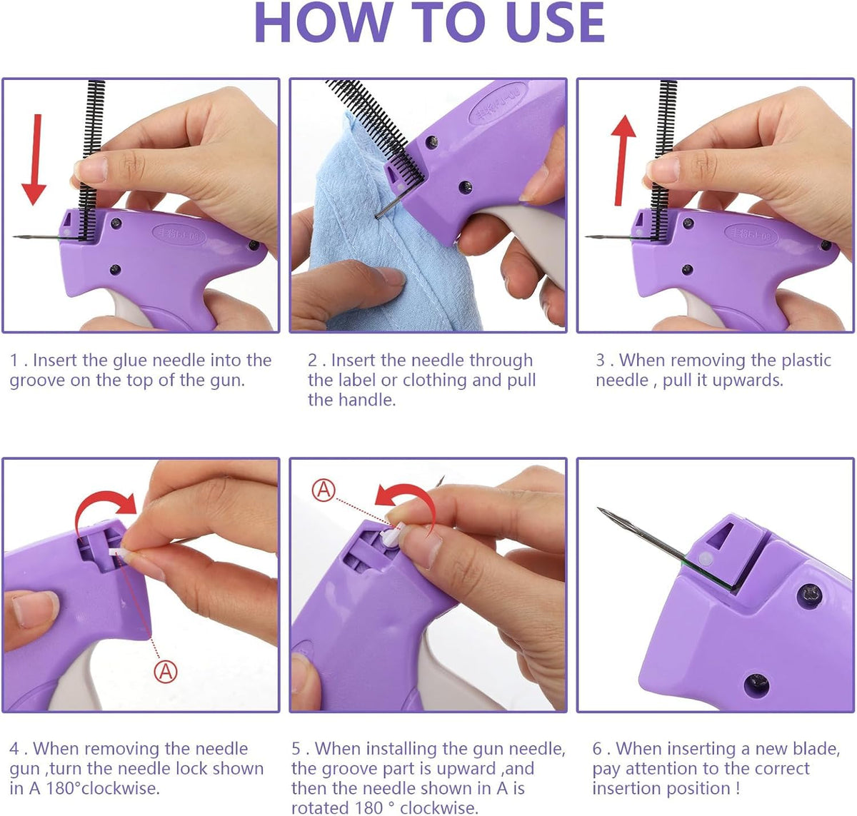HASTHIP® Quick Clothing Fixer, Tag Gun, Clothing Stitch Gun 2024 Quick Clothing Fixer Stitch Gun for Clothes Quick Tailoring Sewing Gun (6 Needles, 1000 Glue Needles)