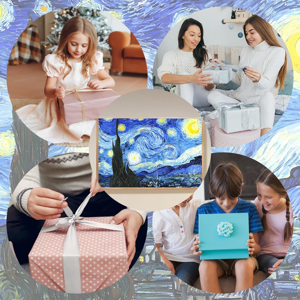 HASTHIP DIY Art Paint Kit by Number for Beginners with Pre Framed Canvas 15.7x19.6 in | Starry Night Oil Painting Set