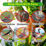 HASTHIP Bird Repellent Set for Gardens and Orchards with 10pcs Spiral Sticks and 2.4cm x 80m Reflective Tape | Silver Holographic Design