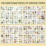 HASTHIP Vintage Journal Stickers for Scrapbook DIY Crafts featuring 640 pcs PET Set | Easy Self Adhesive