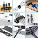 HASTHIP® Cable Management Kit |146Pcs Tidy for Home Office Under Desk- 100 Wire Organizer Ties, 5 Upgrade Silicone Holder, 2 Sleeve, 28 Adhesive Clips, 1 Roll Organiser Straps etc, Black