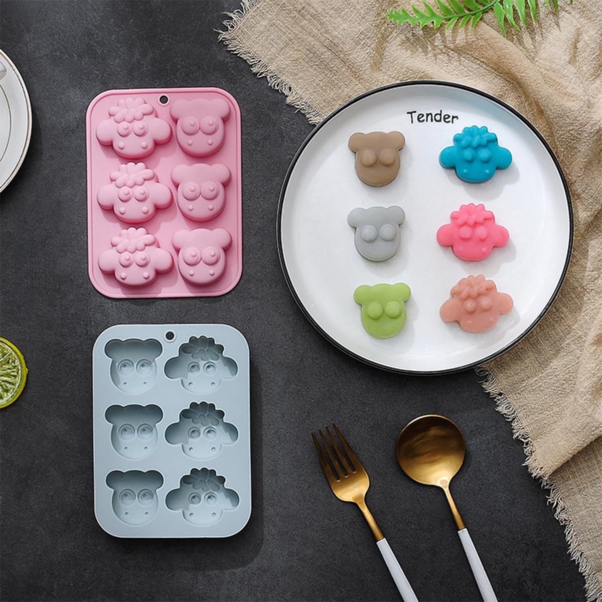 HASTHIP Silicone Molds for Baking with 6 Cavities Cute Sheep Design | Food Grade Nonstick