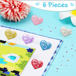 HASTHIP Diamond Painting Magnet Cover Holder for DIY Crafts with Dual Magnets 6pcs | Heart Shape Rainbow Set