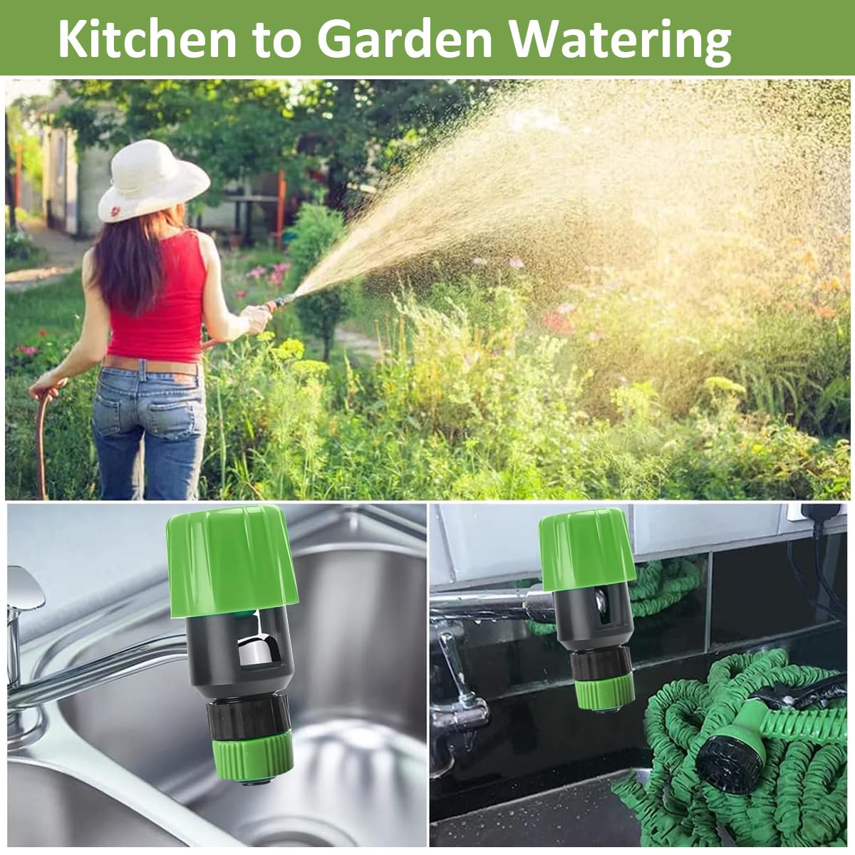 HASTHIP Garden Faucet Hose Adapters for Sink and Outdoor Use with Leak‑Proof Fit 2 Pcs