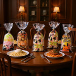 HASTHIP Halloween Goodie Bags for Party Treats featuring 100 Pack 5.1×10.6 in Size with Golden Twist Ties