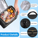HASTHIP Lunch Bag for Office School and Picnic with Waterproof Insulated Design | Quilted Black Tote Featuring Handle and Shoulder Strap